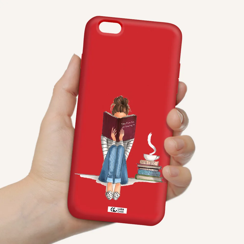 Reading Hobby Girl Apple iPhone 6 plus Silicone Imperial Red Case