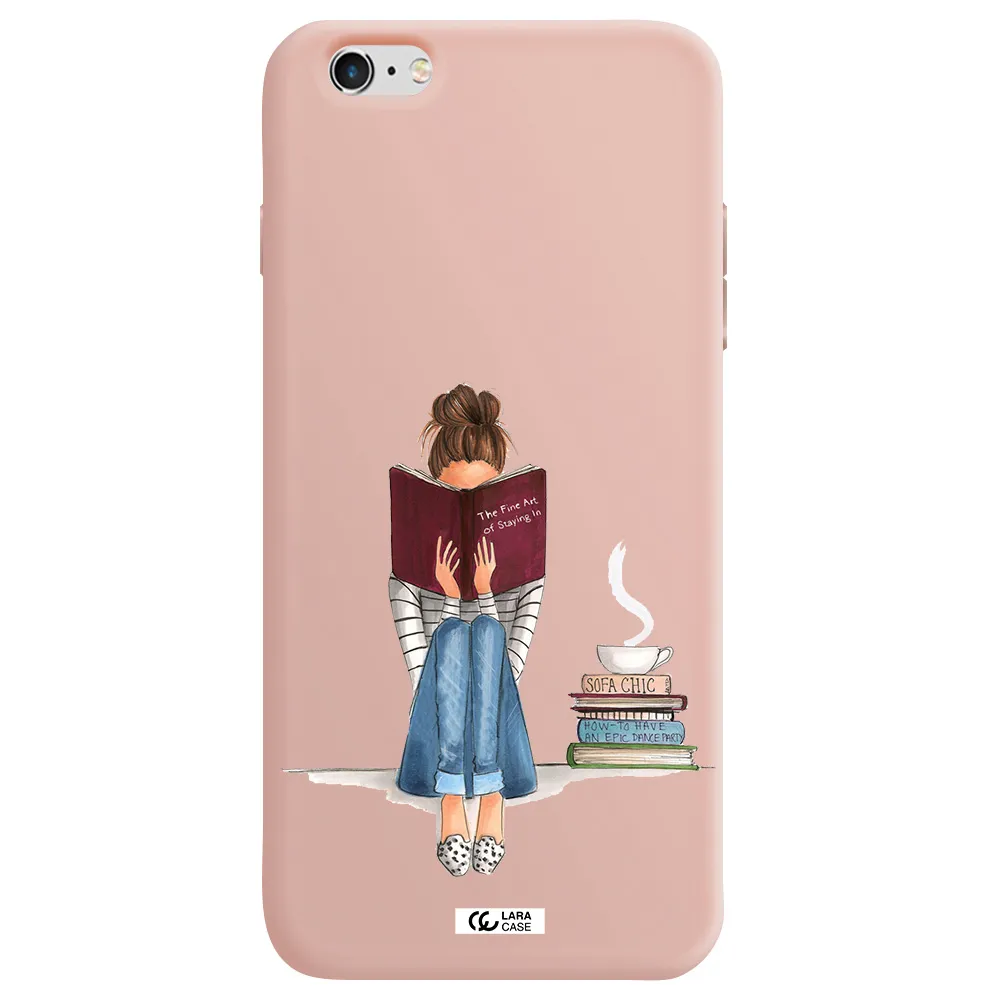 Reading Hobby Girl Apple iPhone 6 plus Silicone pastel pink Case
