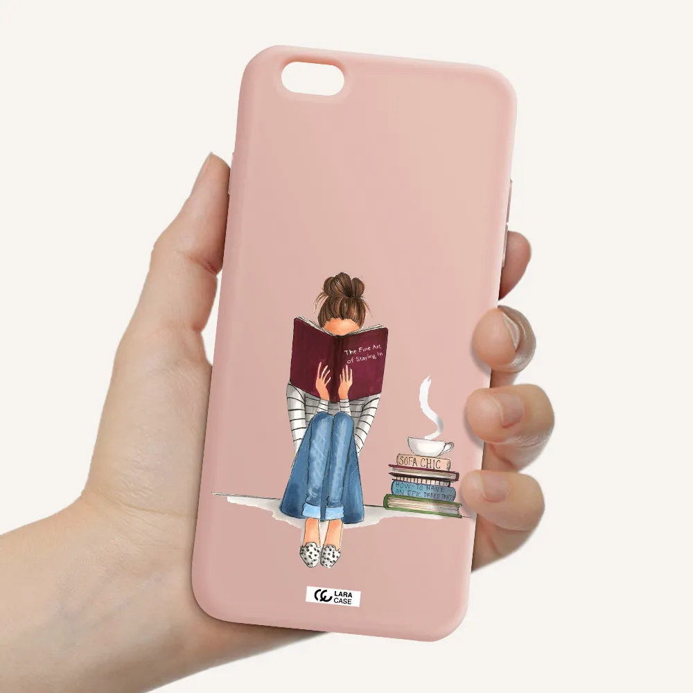 Reading Hobby Girl Apple iPhone 6 plus Silicone pastel pink Case