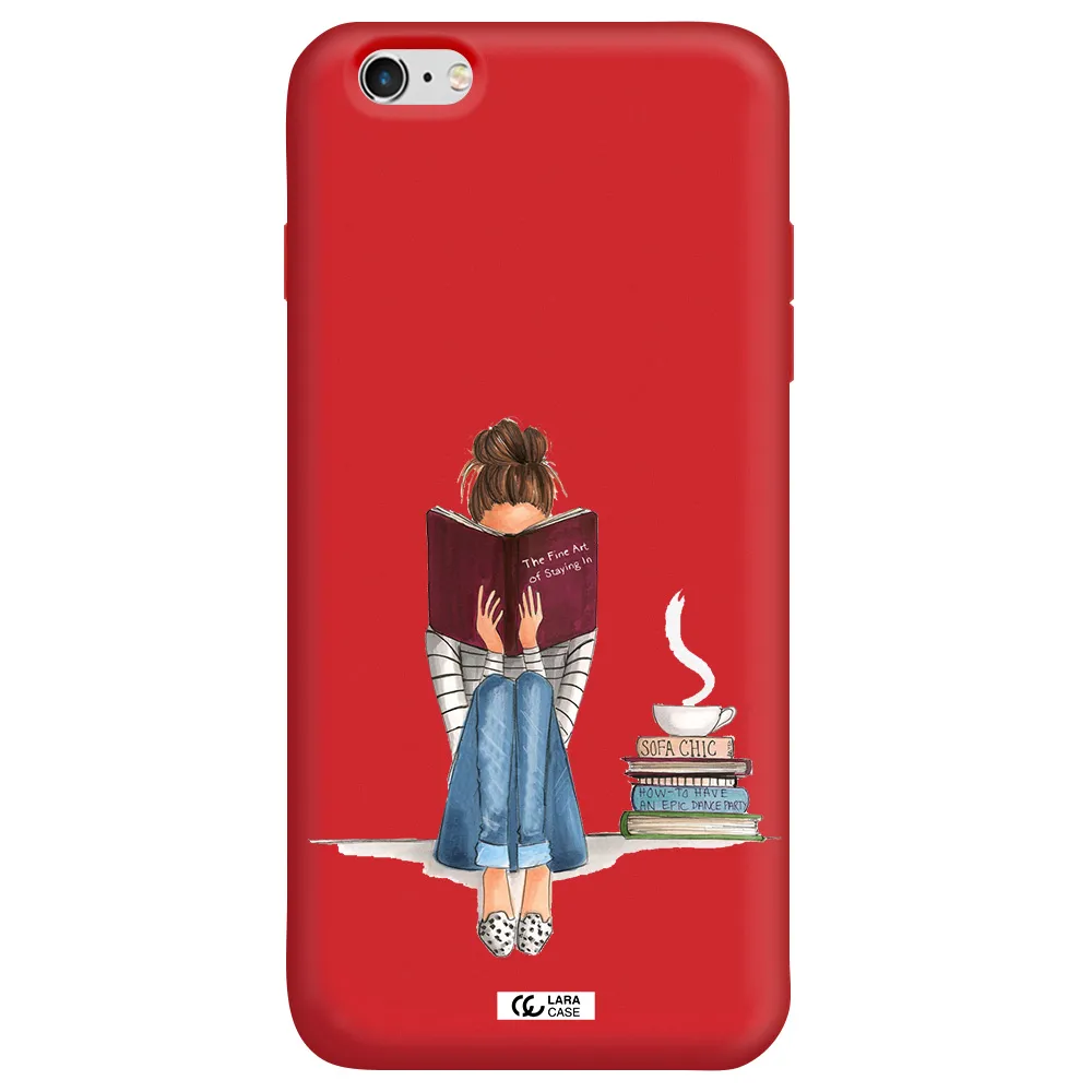 Reading Hobby Girl Apple iPhone 6 s plus Silicone Imperial Red Case