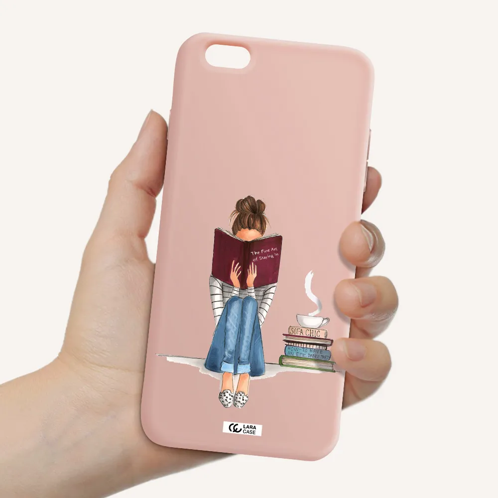 Reading Hobby Girl Apple iPhone 6 s plus Silicone pastel pink Case