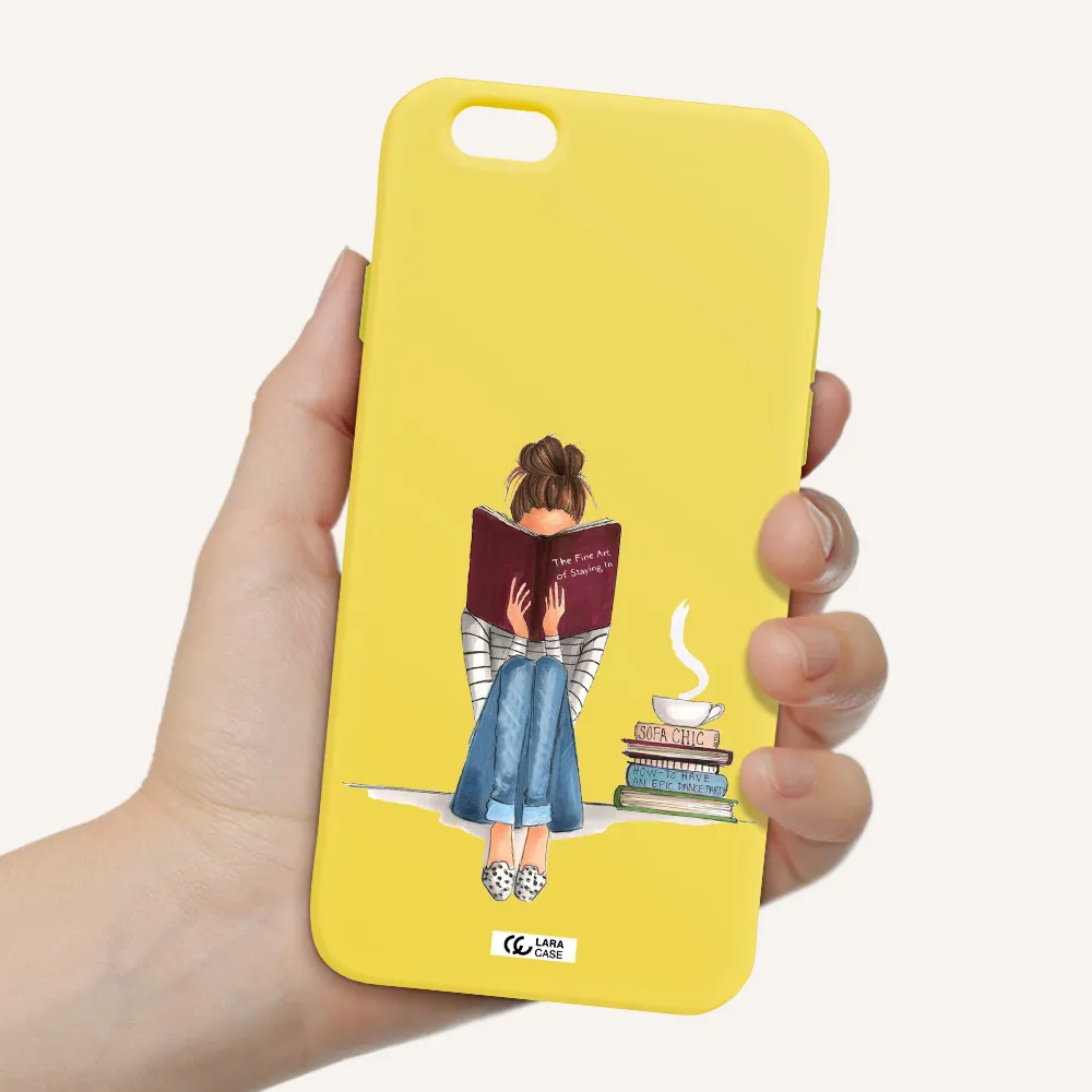 Reading Hobby Girl Apple iPhone 6 Silicone canary yellow Case