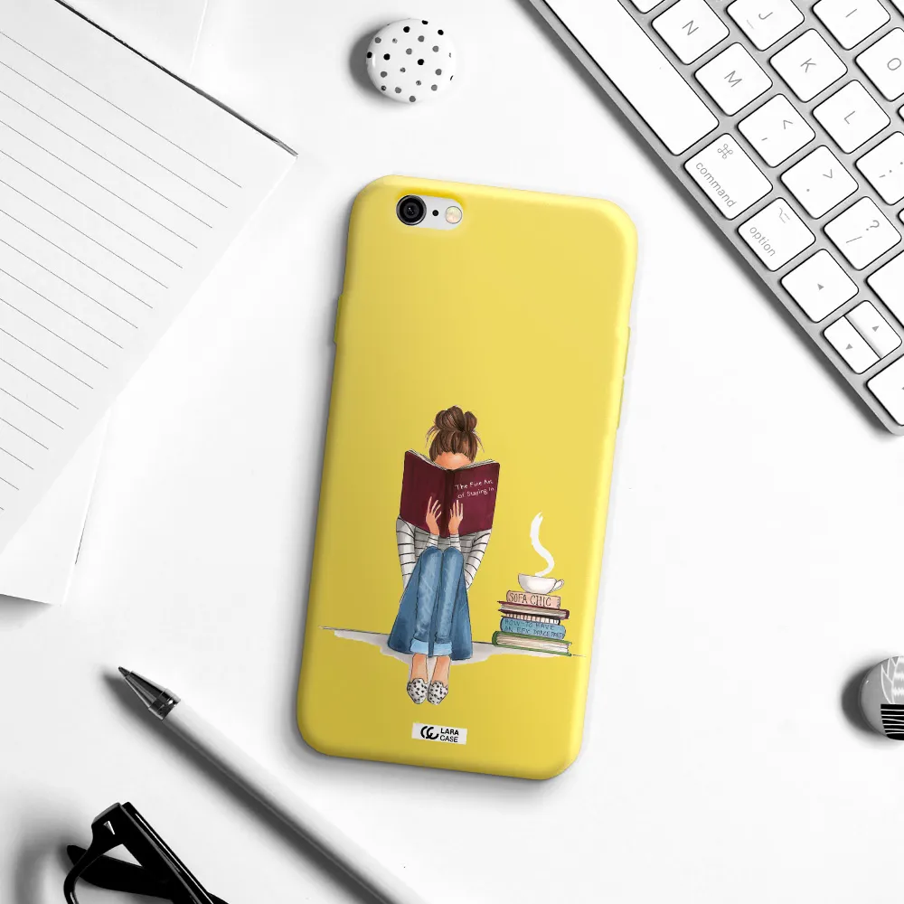 Reading Hobby Girl Apple iPhone 6 Silicone canary yellow Case