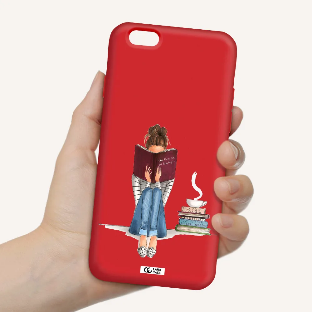 Reading Hobby Girl Apple iPhone 6 Silicone Imperial Red Case