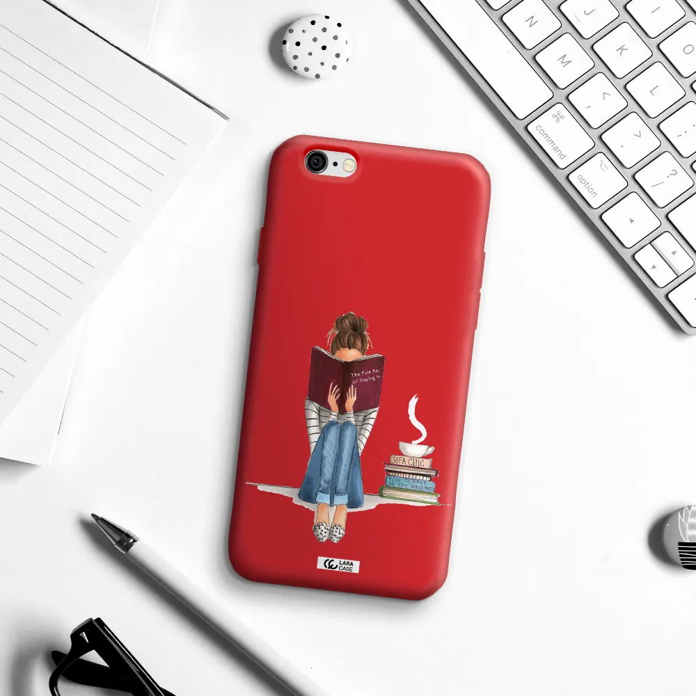 Reading Hobby Girl Apple iPhone 6 Silicone Imperial Red Case