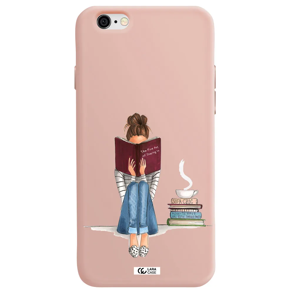 Reading Hobby Girl Apple iPhone 6 Silicone pastel pink Case
