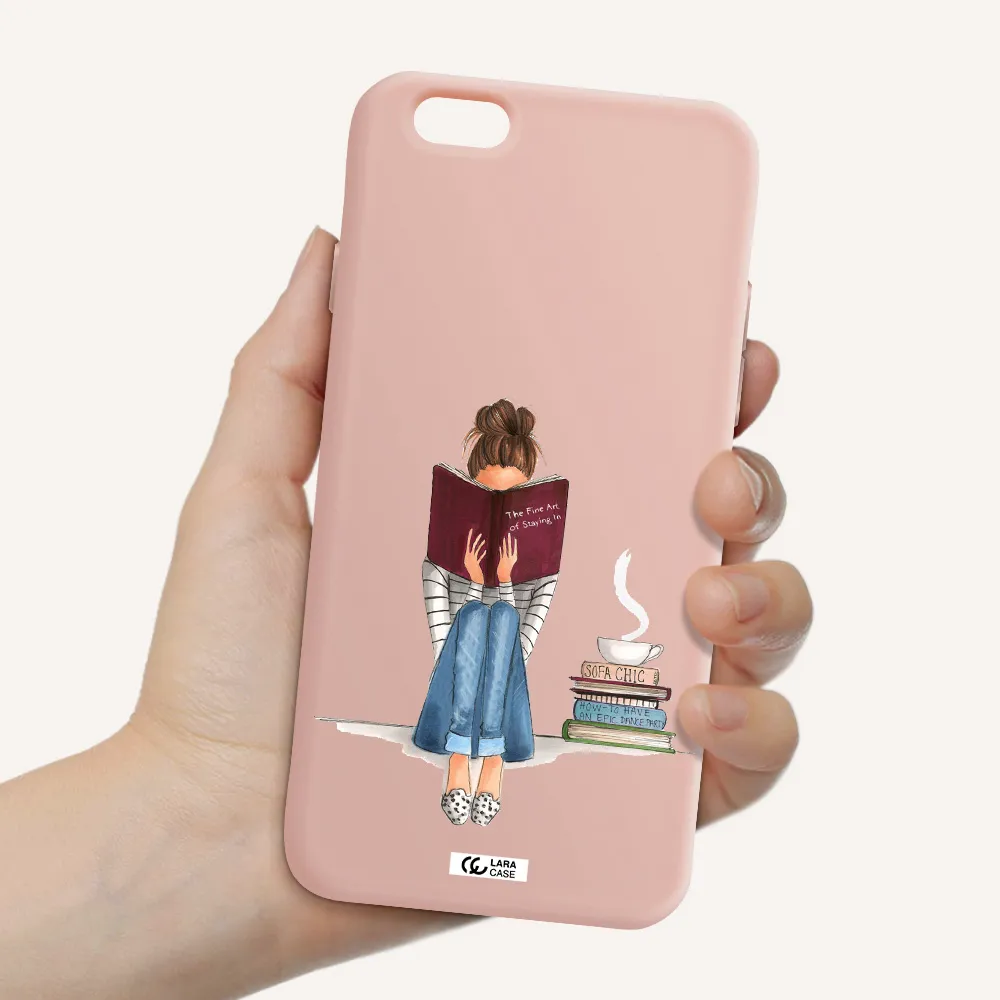 Reading Hobby Girl Apple iPhone 6 Silicone pastel pink Case