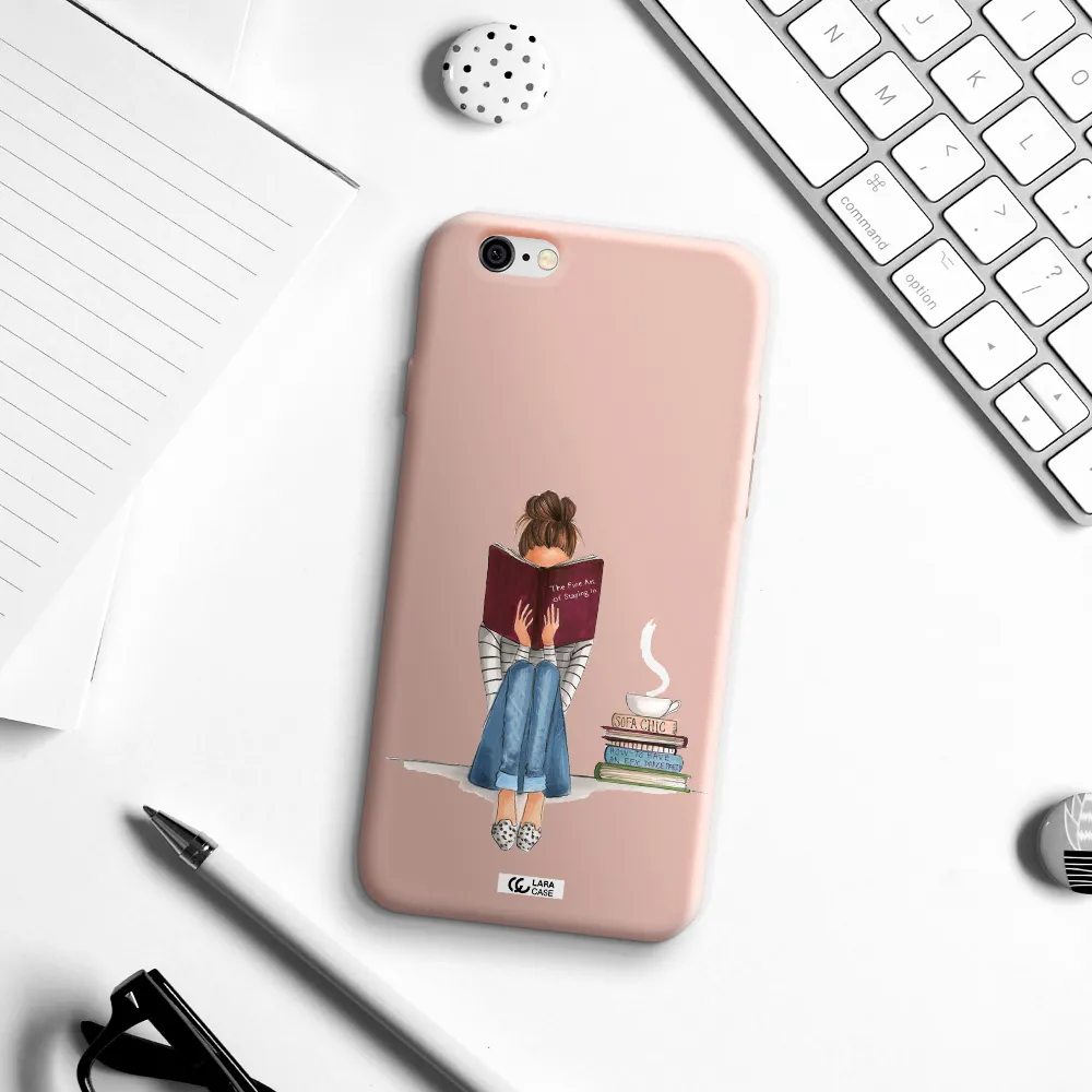 Reading Hobby Girl Apple iPhone 6 Silicone pastel pink Case