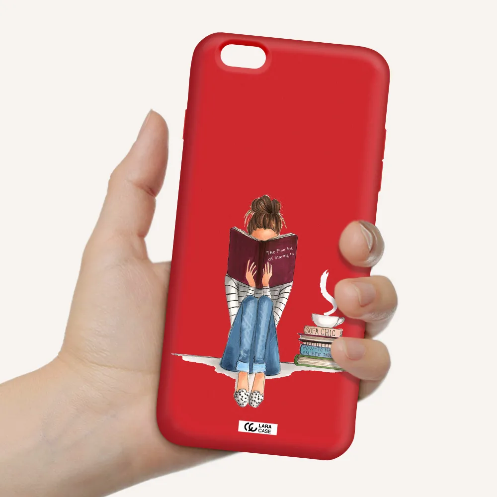 Reading Hobby Girl Apple iPhone 6S Silicone Imperial Red Case