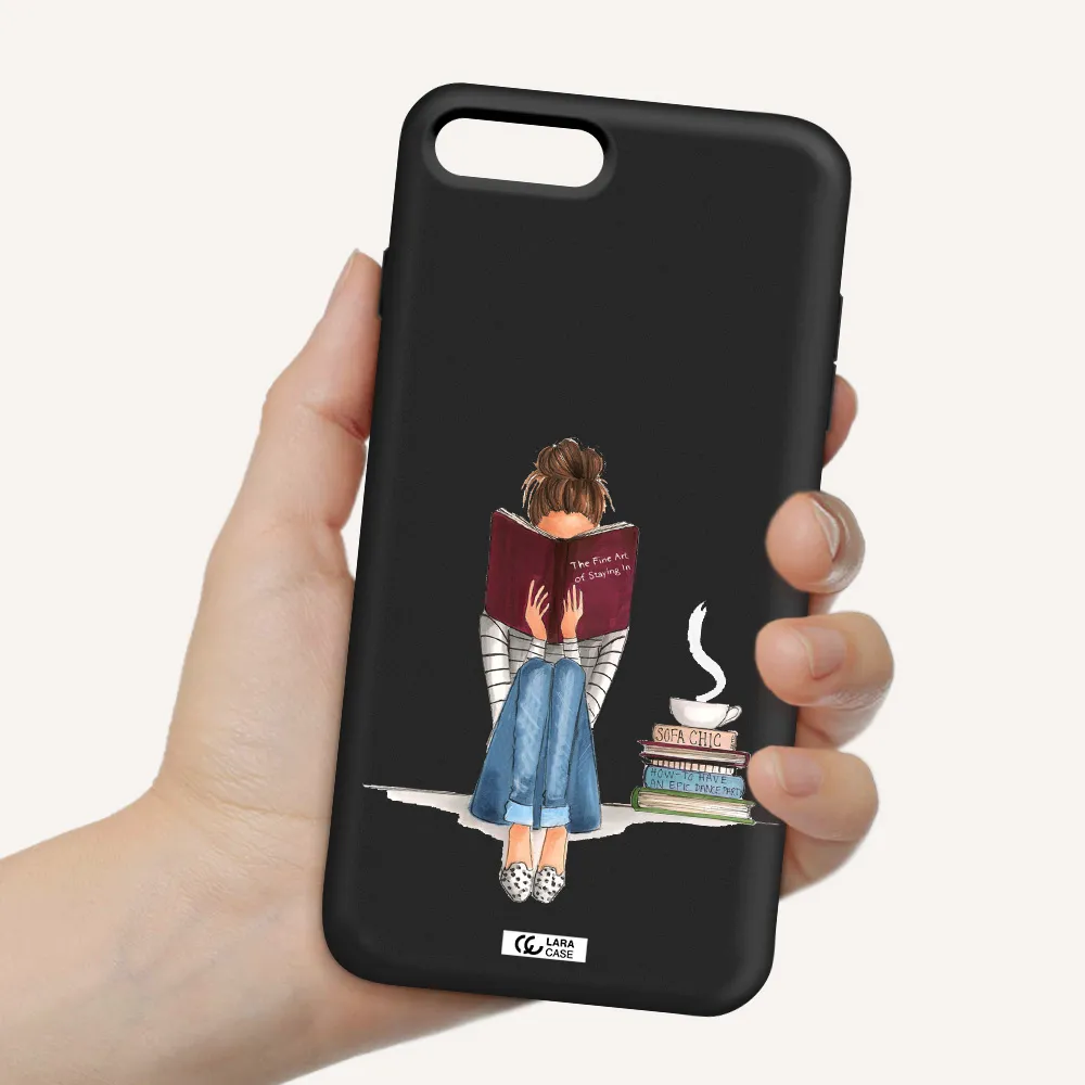 Reading Hobby Girl Apple iPhone 7 plus Silicone black Case