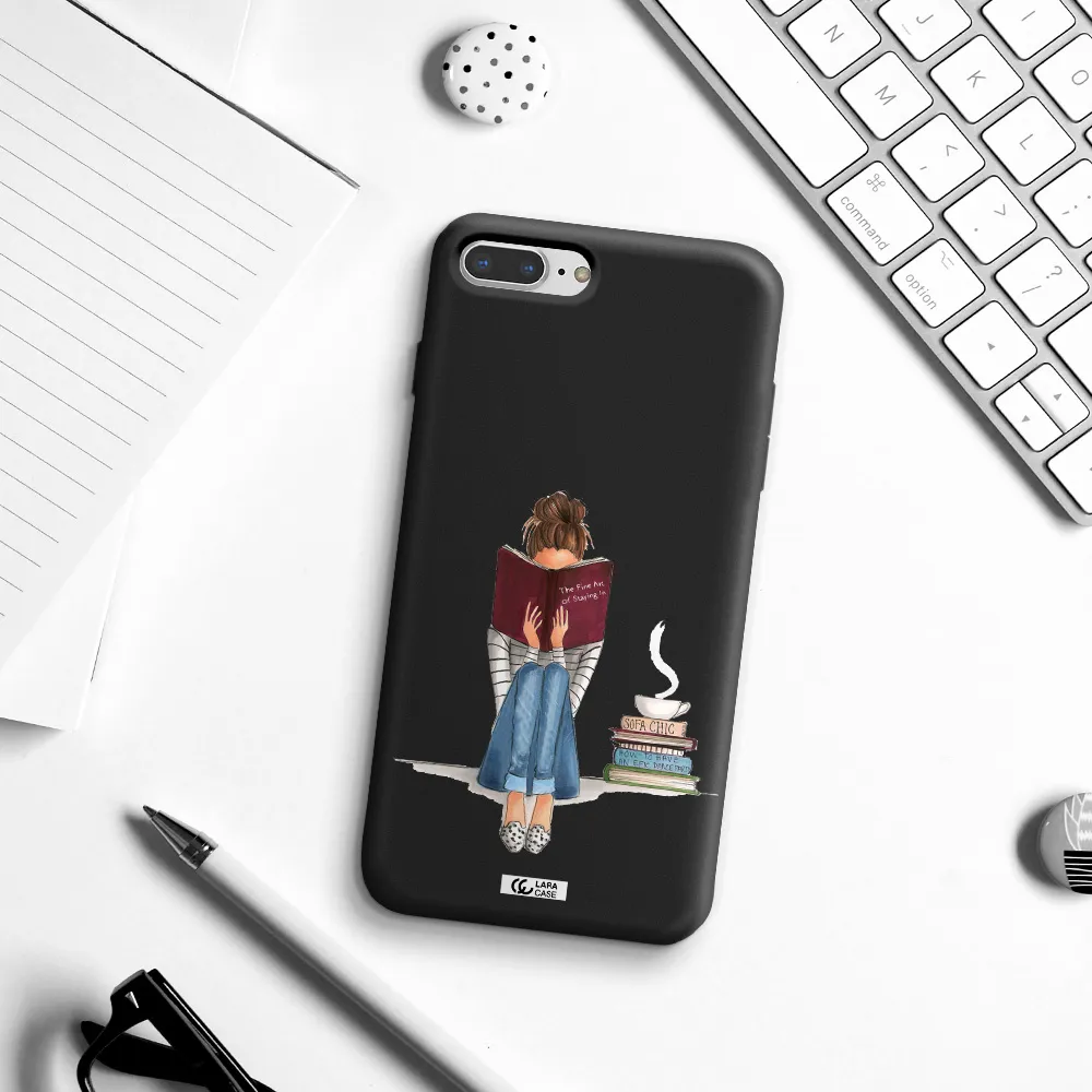 Reading Hobby Girl Apple iPhone 7 plus Silicone black Case