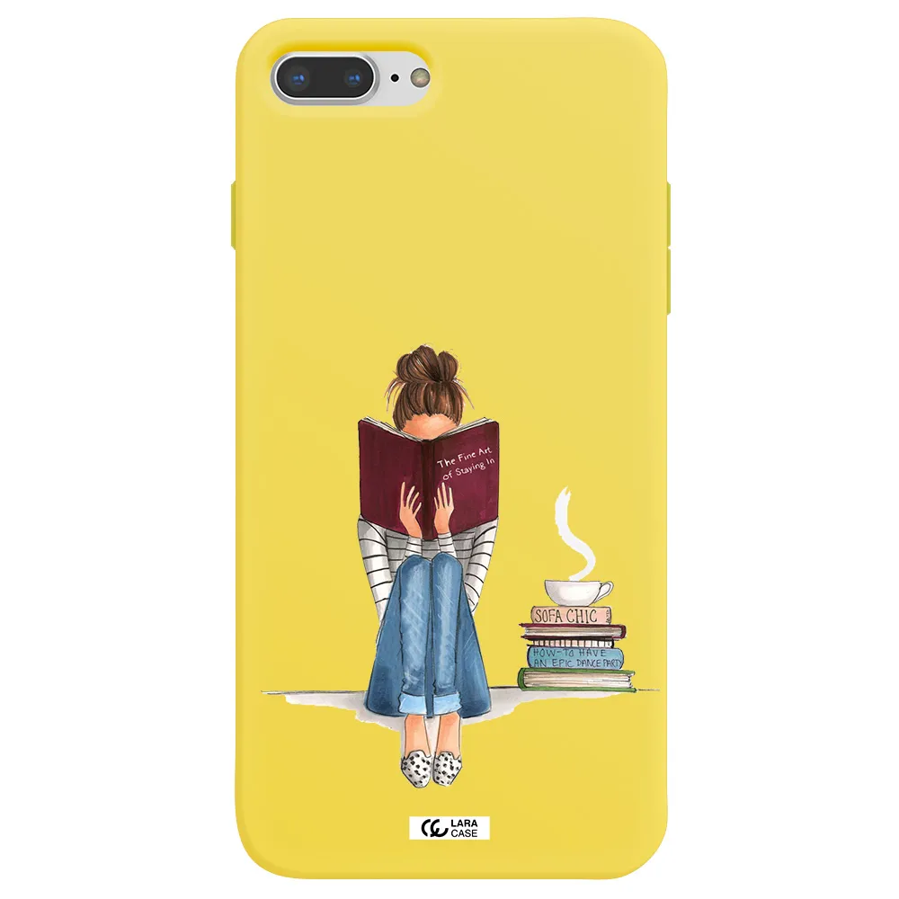 Reading Hobby Girl Apple iPhone 7 plus Silicone canary yellow Case
