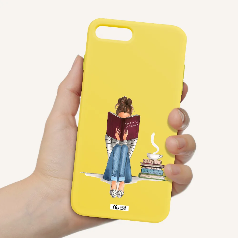 Reading Hobby Girl Apple iPhone 7 plus Silicone canary yellow Case