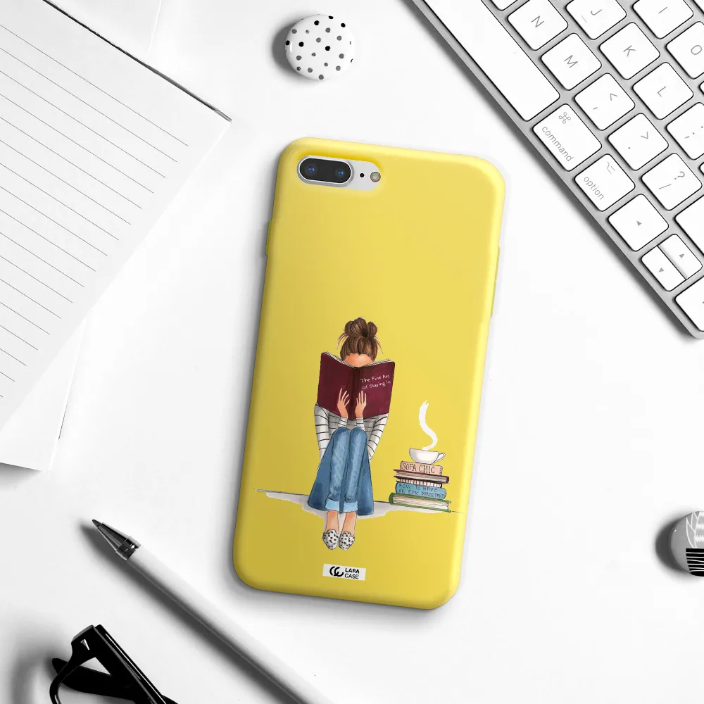 Reading Hobby Girl Apple iPhone 7 plus Silicone canary yellow Case