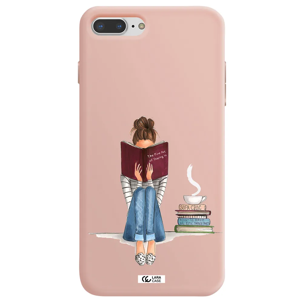 Reading Hobby Girl Apple iPhone 7 plus Silicone pastel pink Case