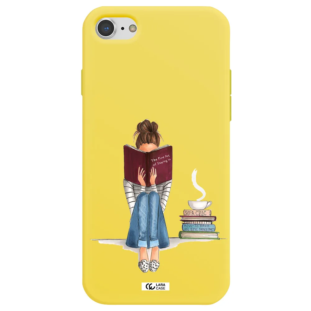 Reading Hobby Girl Apple iPhone 7 Silicone canary yellow Case