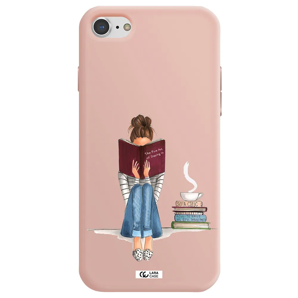 Reading Hobby Girl Apple iPhone 7 Silicone pastel pink Case
