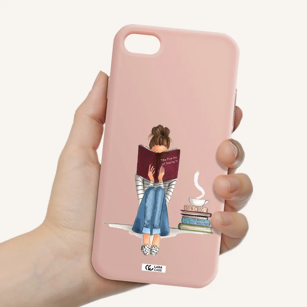 Reading Hobby Girl Apple iPhone 7 Silicone pastel pink Case