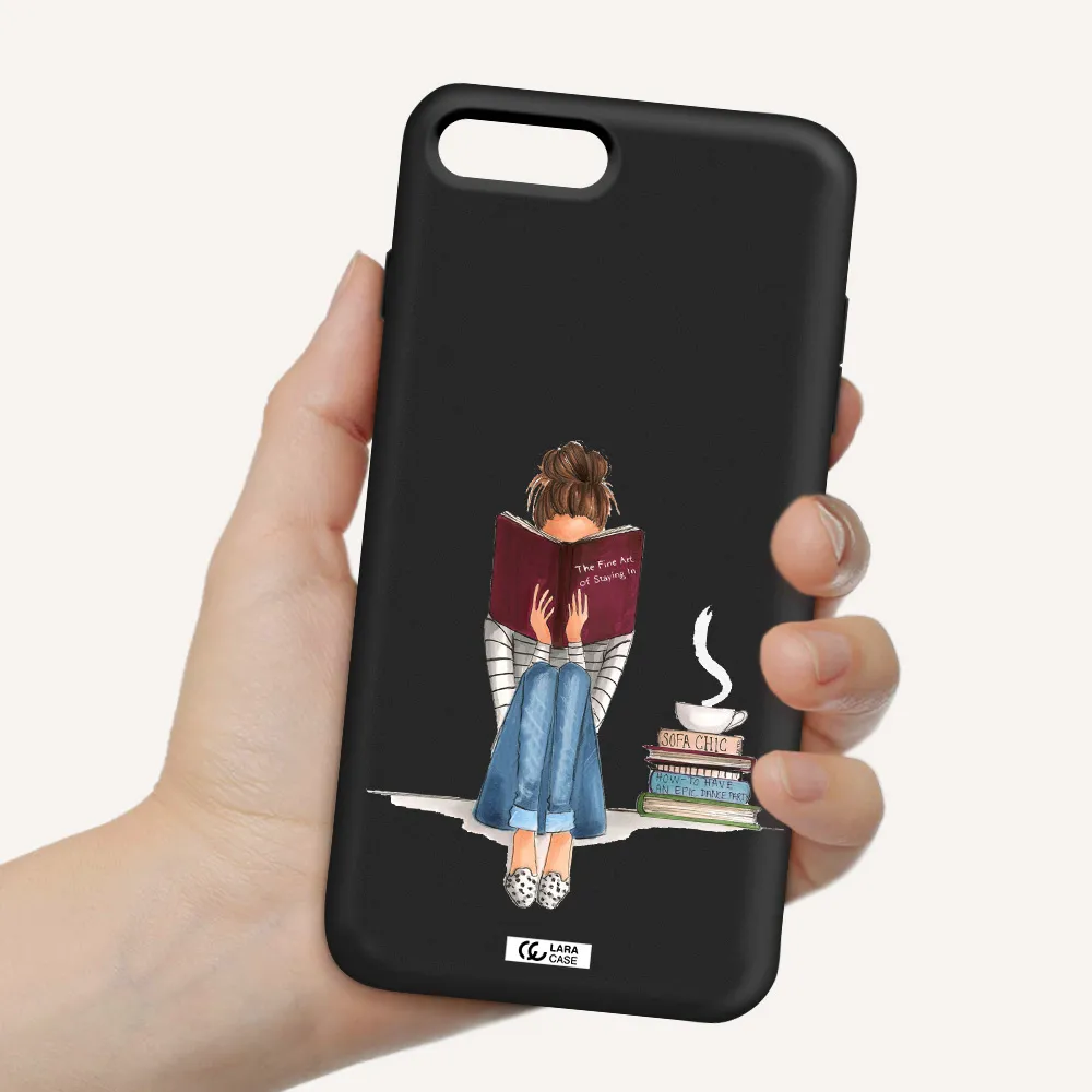 Reading Hobby Girl Apple iPhone 8 plus Silicone black Case