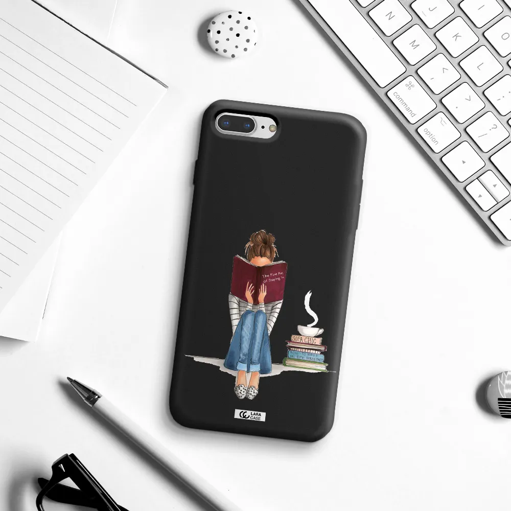 Reading Hobby Girl Apple iPhone 8 plus Silicone black Case