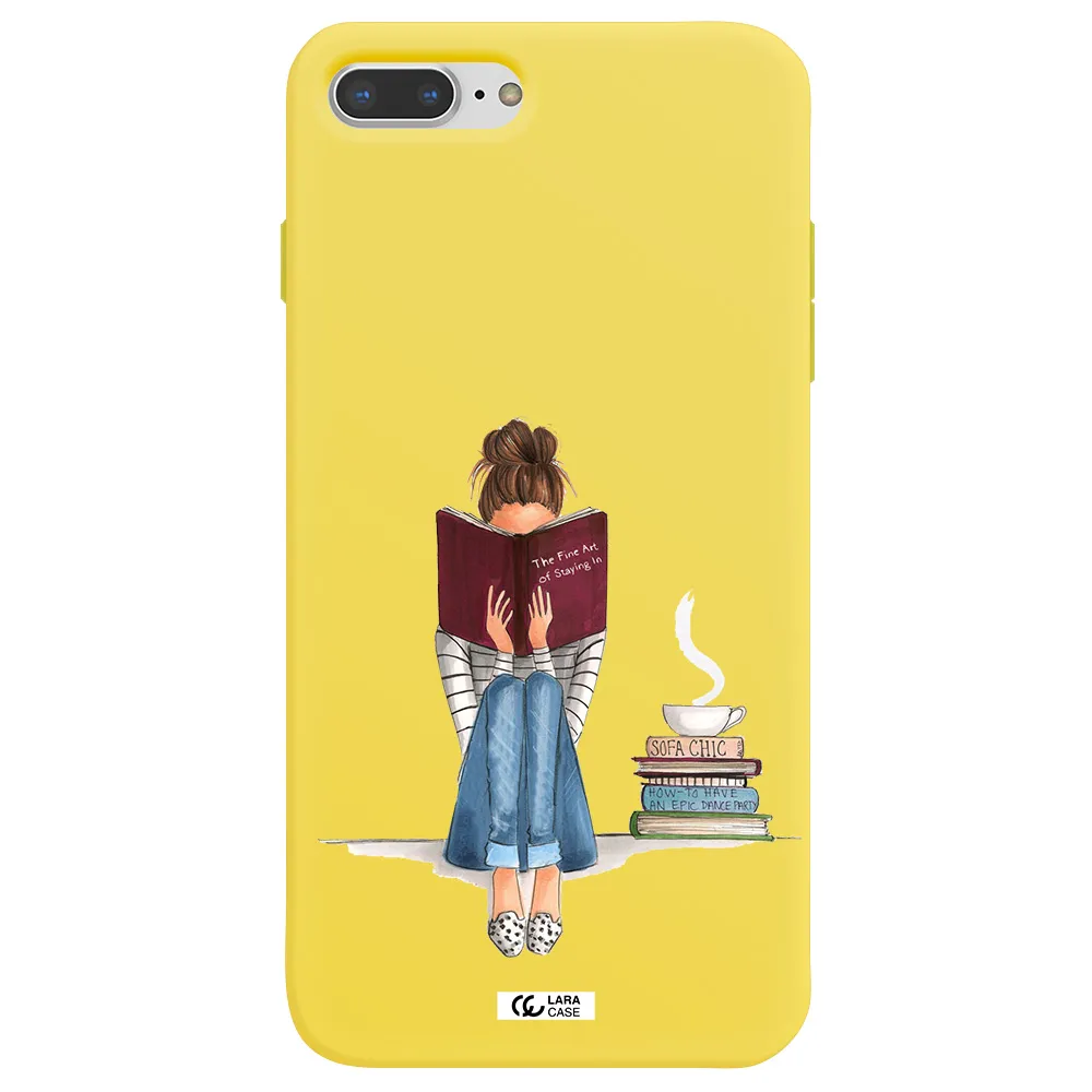 Reading Hobby Girl Apple iPhone 8 plus Silicone canary yellow Case