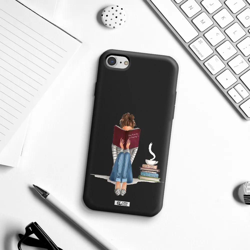 Reading Hobby Girl Apple iPhone 8 Silicone black Case
