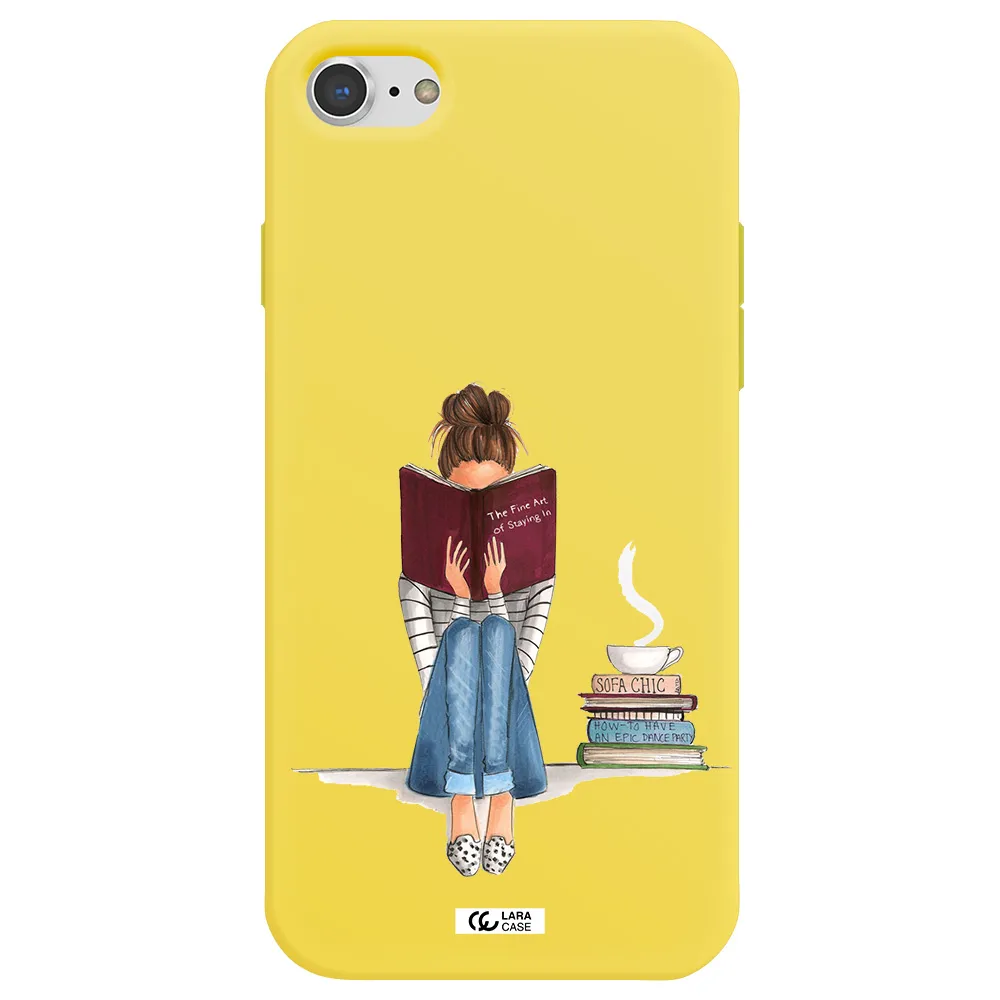 Reading Hobby Girl Apple iPhone 8 Silicone canary yellow Case