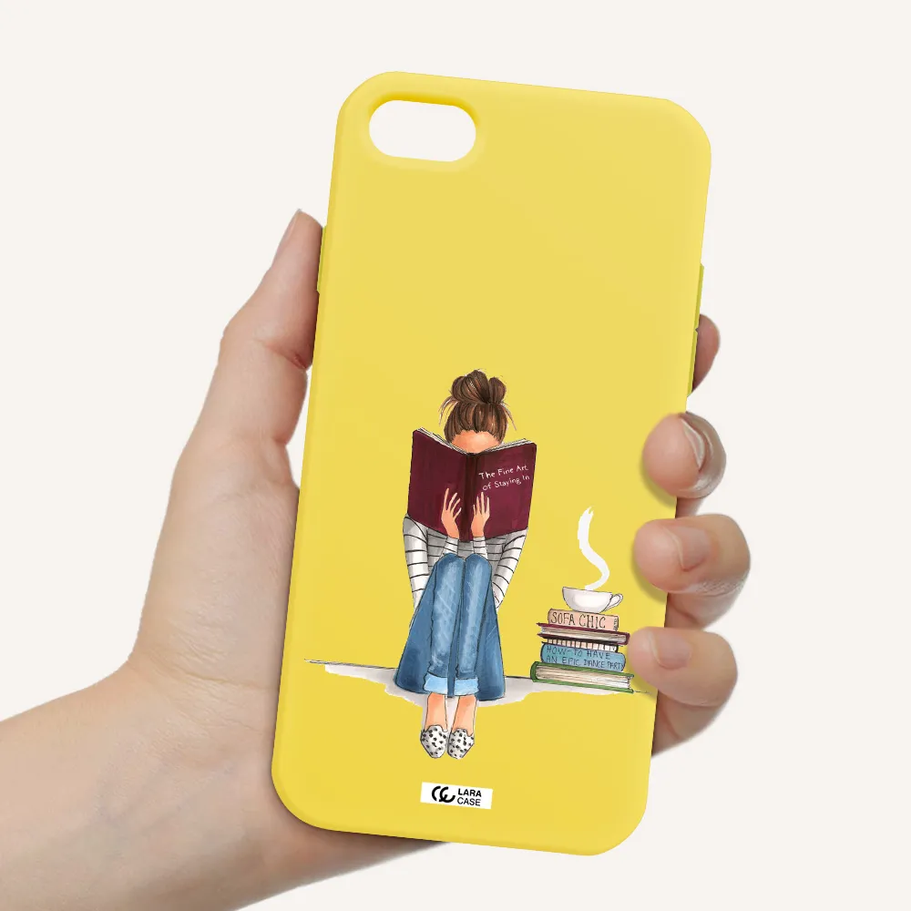 Reading Hobby Girl Apple iPhone 8 Silicone canary yellow Case