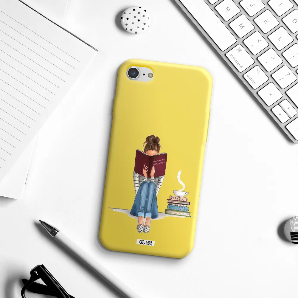 Reading Hobby Girl Apple iPhone 8 Silicone canary yellow Case