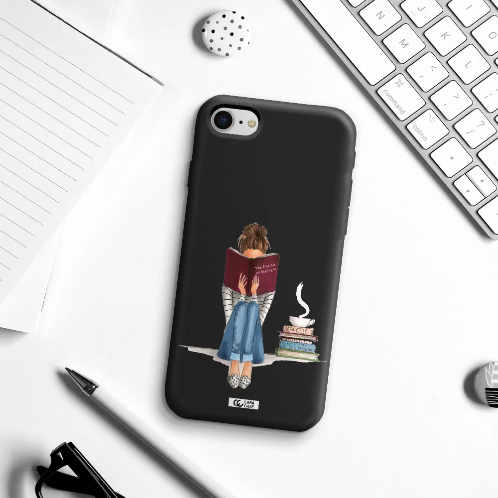 Reading Hobby Girl Apple iPhone se 2020 Silicone black Case