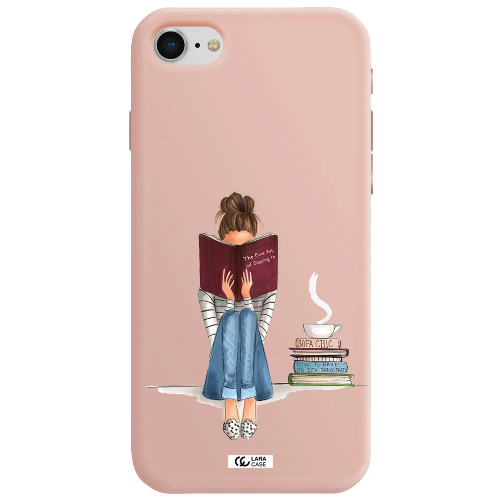 Reading Hobby Girl Apple iPhone se 2020 Silicone pastel pink Case