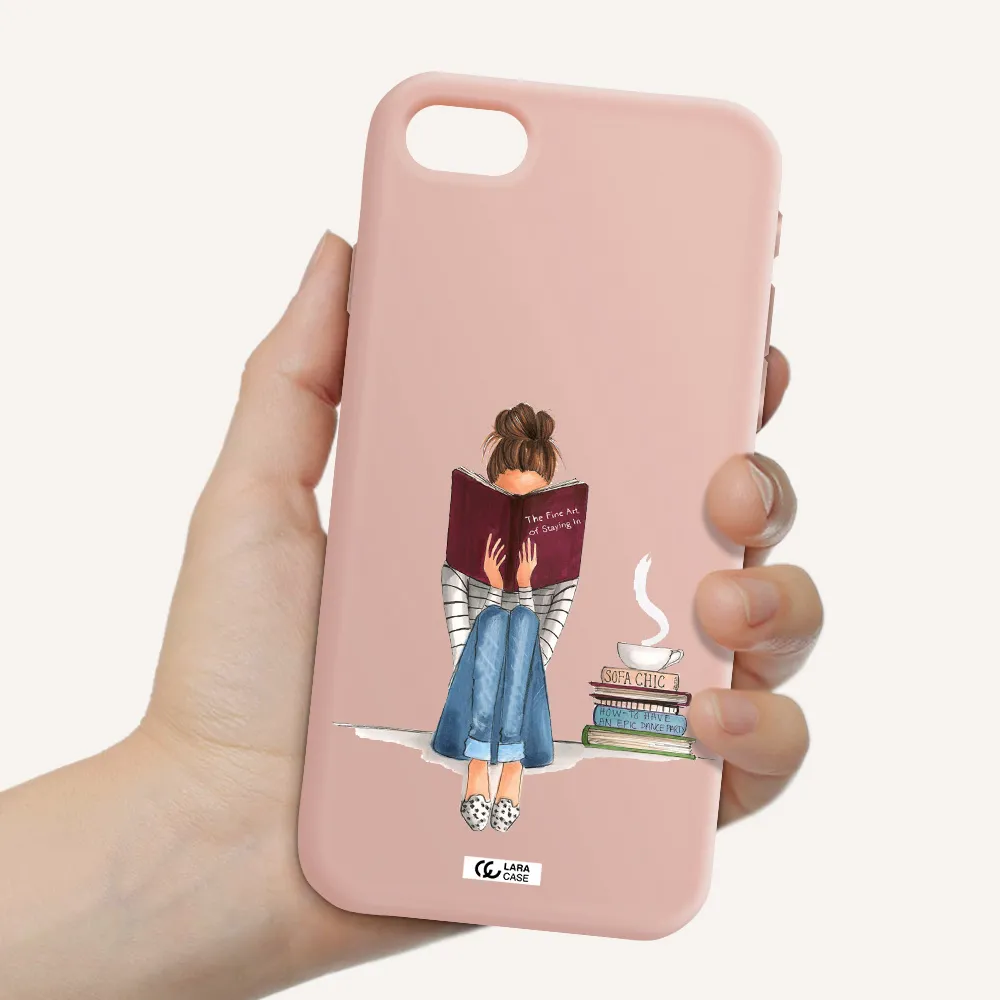 Reading Hobby Girl Apple iPhone se 2020 Silicone pastel pink Case