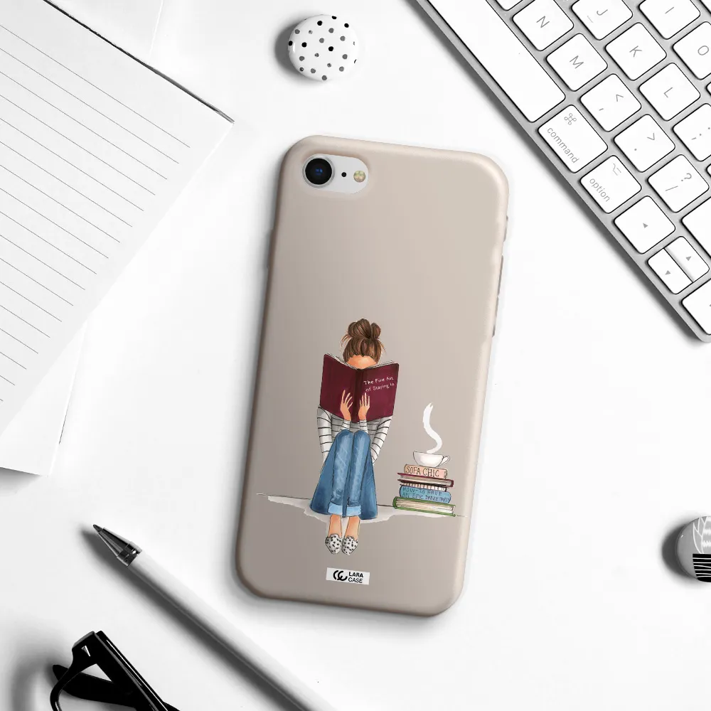 Reading Hobby Girl Apple iPhone se 2020 Silicone Stone Case
