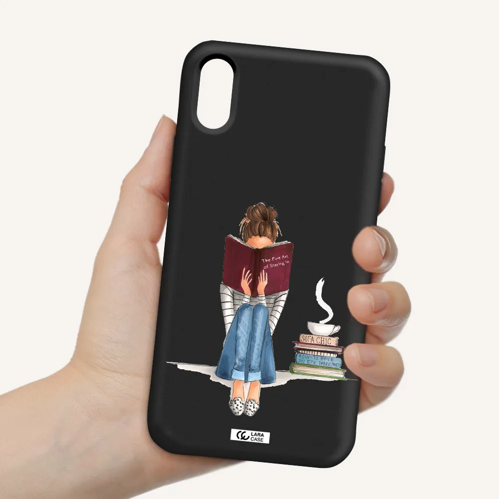 Reading Hobby Girl Apple iPhone X Silicone black Case