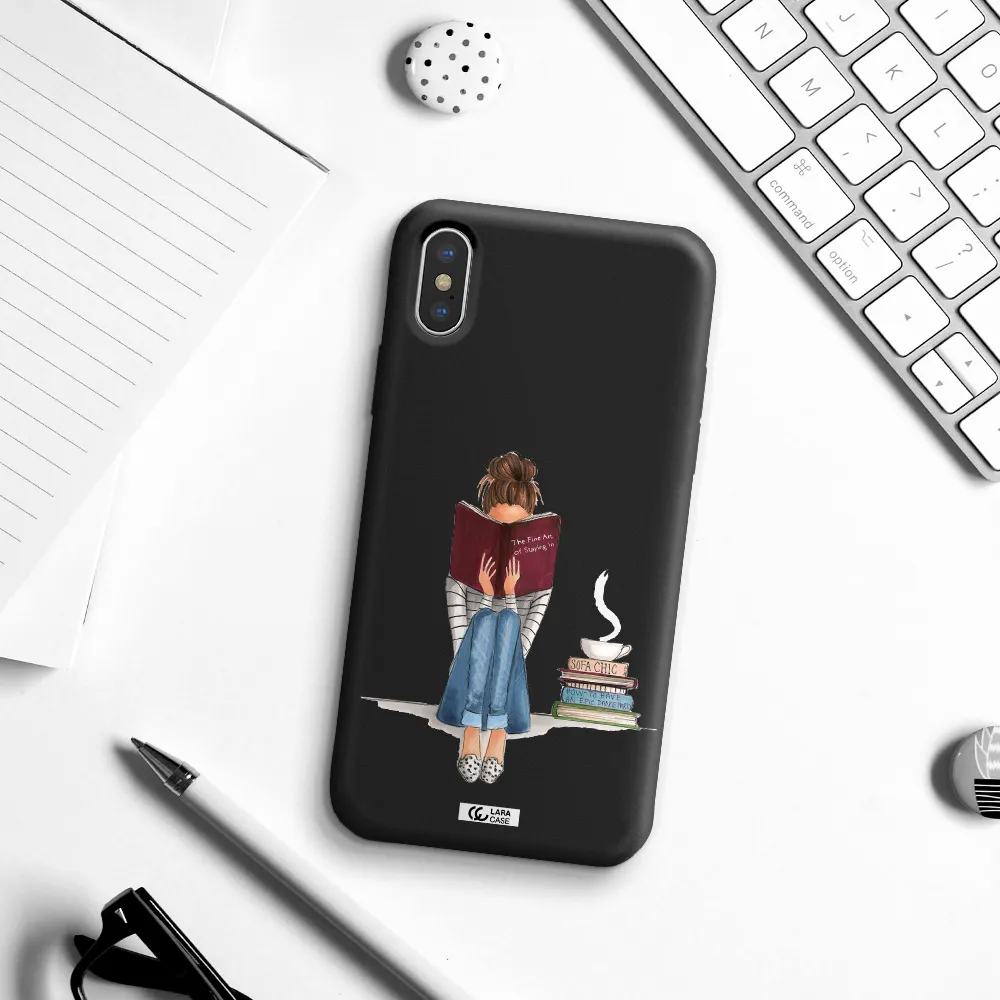 Reading Hobby Girl Apple iPhone X Silicone black Case