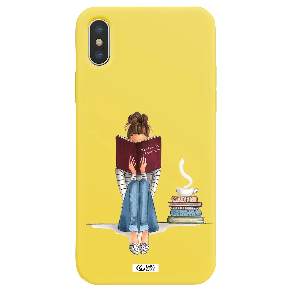 Reading Hobby Girl Apple iPhone X Silicone canary yellow Case