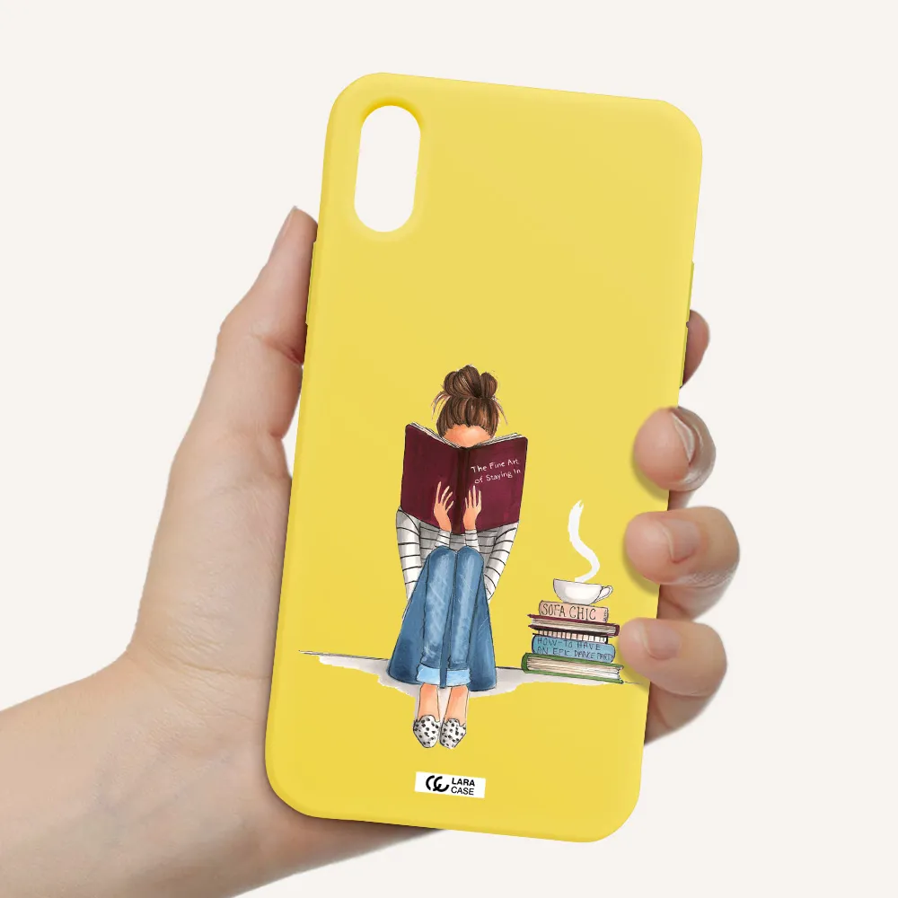 Reading Hobby Girl Apple iPhone X Silicone canary yellow Case