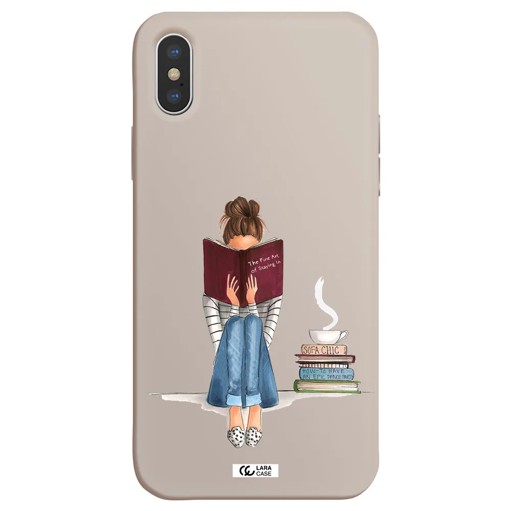 Reading Hobby Girl Apple iPhone X Silicone Stone Case