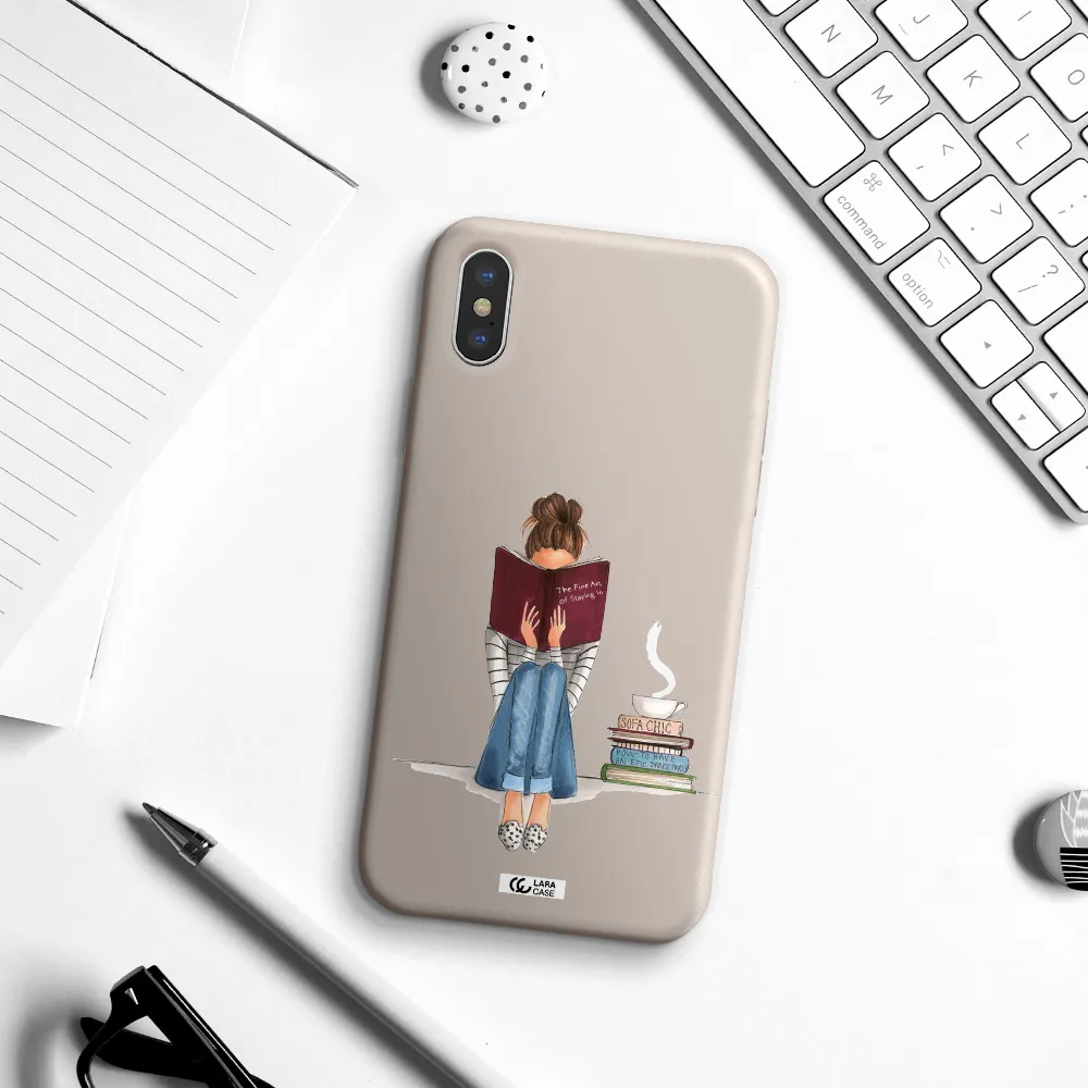 Reading Hobby Girl Apple iPhone X Silicone Stone Case