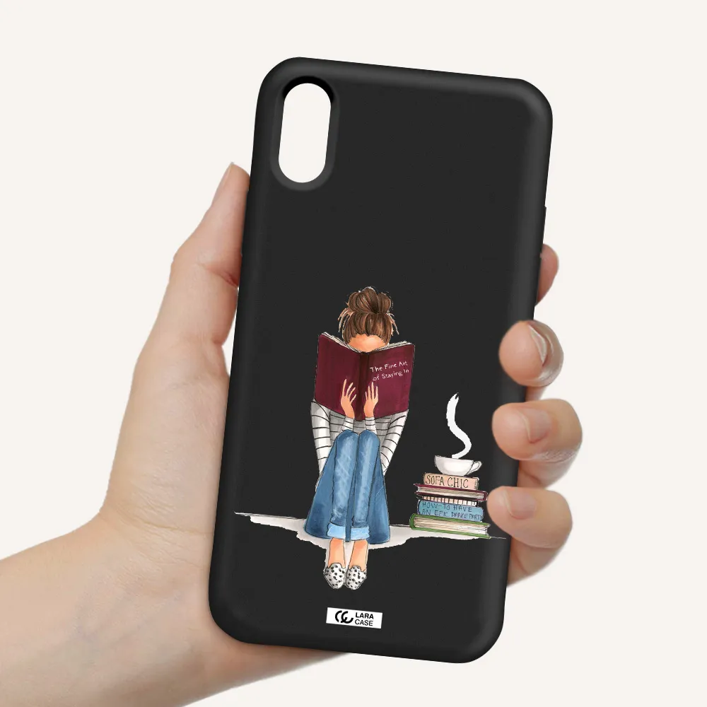 Reading Hobby Girl Apple iPhone XS Silicone black Case