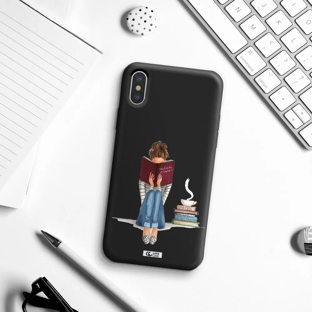 Reading Hobby Girl Apple iPhone XS Silicone black Case