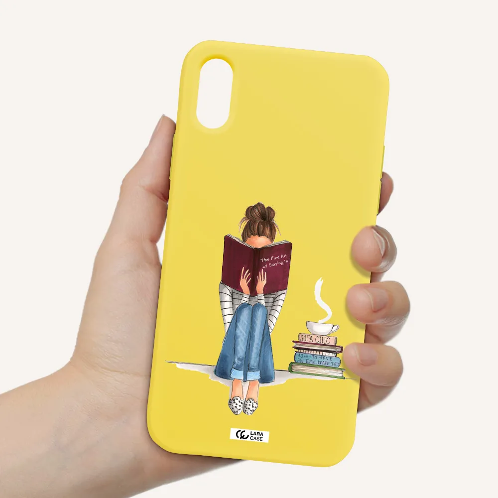 Reading Hobby Girl Apple iPhone XS Silicone canary yellow Case