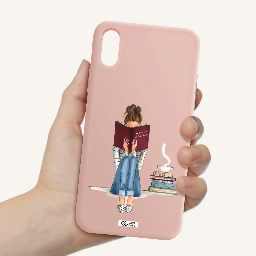Reading Hobby Girl Apple iPhone XS Silicone pastel pink Case