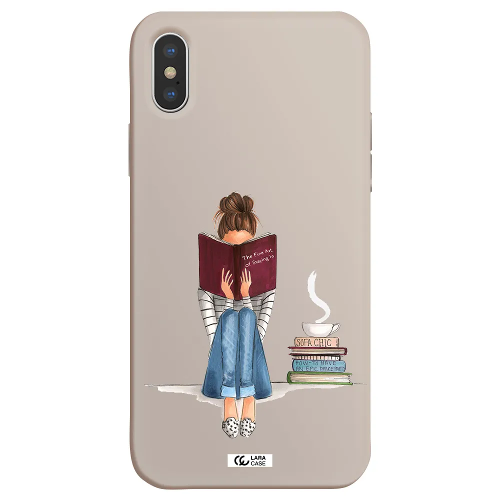 Reading Hobby Girl Apple iPhone XS Silicone Stone Case