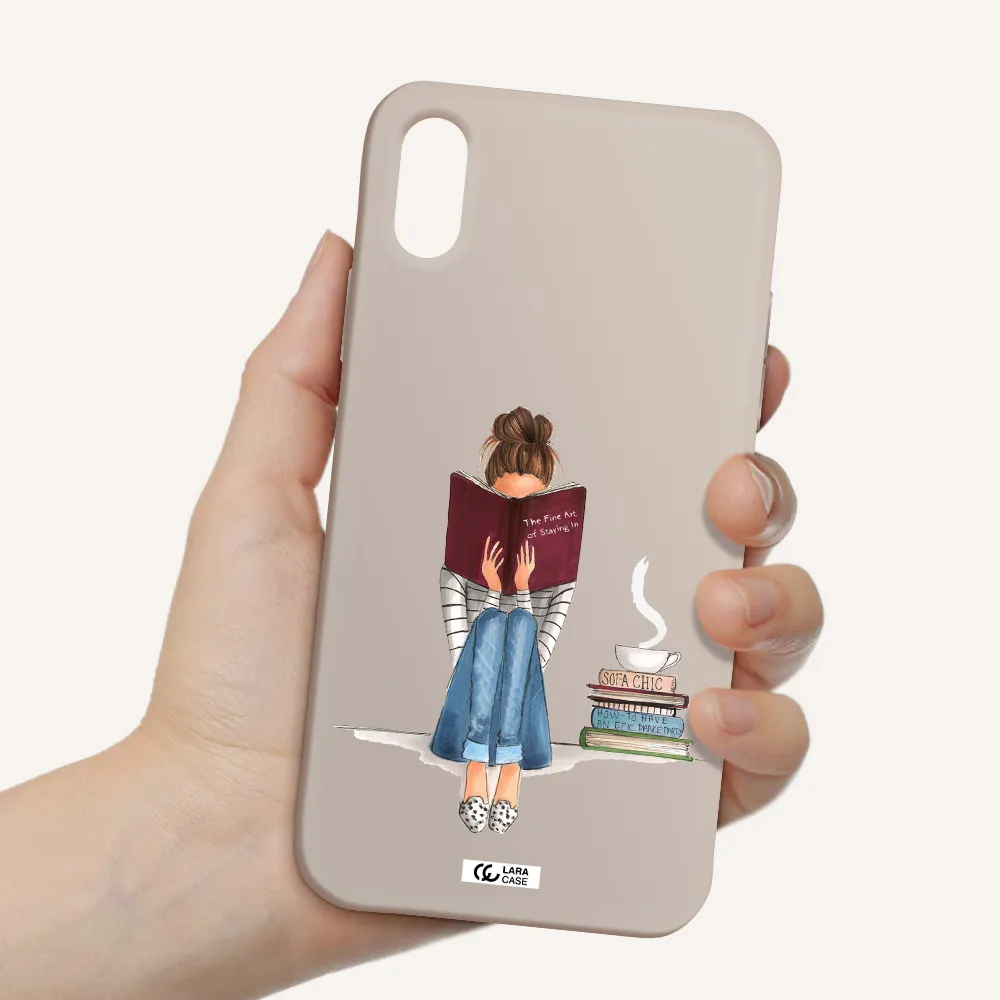 Reading Hobby Girl Apple iPhone XS Silicone Stone Case