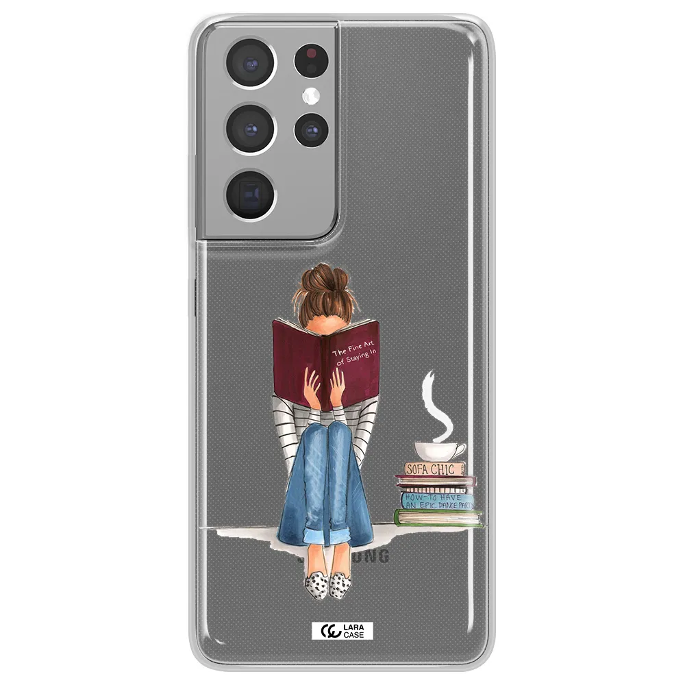 Reading Hobby Girl Samsung S21 Ultra Clear TPU Case