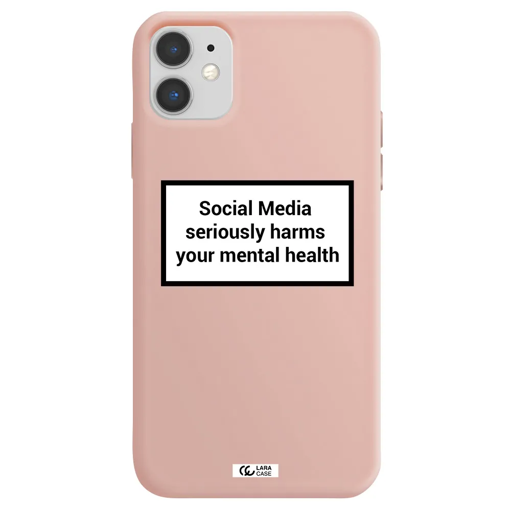Social Media Harms Apple iPhone 11 Silicone pastel pink Case