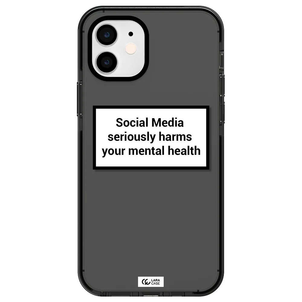 Social Media Harms Apple iPhone 12 impact Smoke Black Case