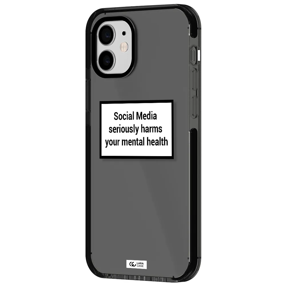 Social Media Harms Apple iPhone 12 impact Smoke Black Case