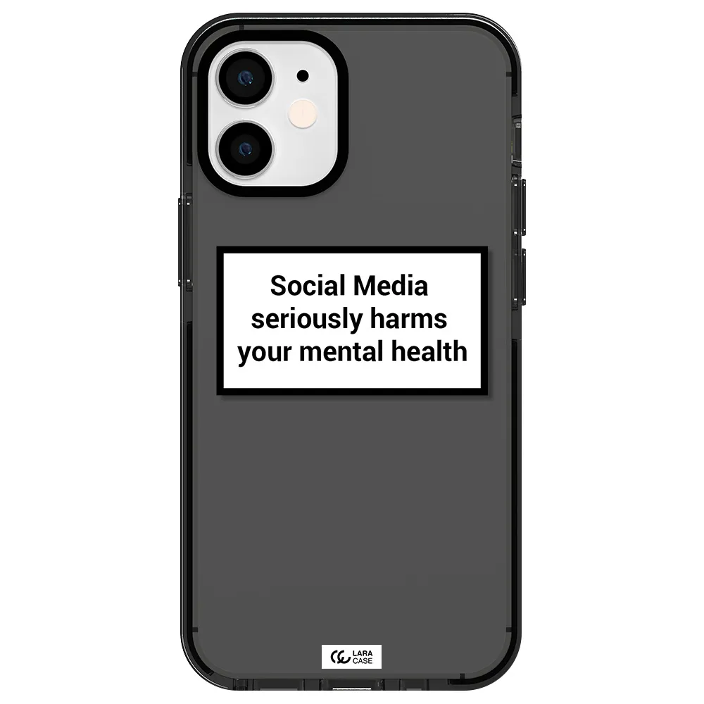 Social Media Harms Apple iPhone 12 mini impact Smoke Black Case